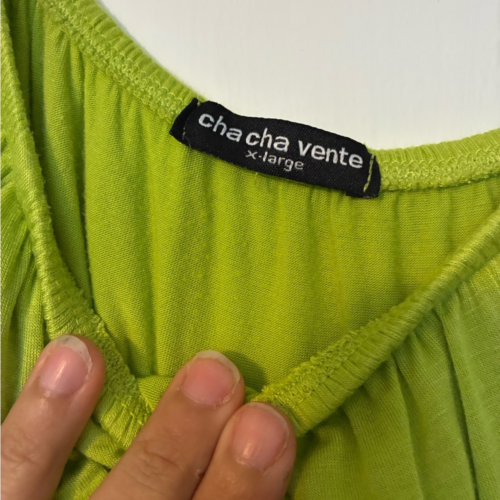 cha cha vente Lime Green Boho Fringe Top - Picture 2 of 4
